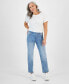 Фото #1 товара Petite Mid-Rise Pull-On Straight Jeans, Created for Macy's