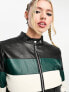 Фото #3 товара Noisy May faux leather motor jacket in black colourblock