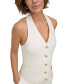 Фото #4 товара Petite Linen-Blend Halter-Neck Button-Front Vest