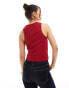 Superdry Athletic essentials lace trim vest top in barndoor red