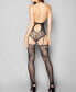 iCollection Women's Nelly 1 Piece Halter Hosiery Body Stocking Sheer with Attached Thigh Highs