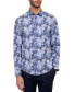 Фото #1 товара Men's Non-Iron Performance Stretch Moisture-Wicking Abstract Leaf-Print Button-Down Shirt