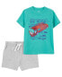 Toddler 2-Piece Firetruck Graphic Tee & Pull-On Cotton Shorts Set 4T