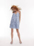 Фото #5 товара Topshop embroidered swing mini dress in blue