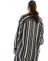 ONLY oversized shirt co-ord in black and white stripe Черный, S - EU 36 - фото #3