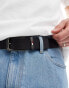 Tommy Jeans flag leather 3.5cm belt in black