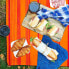 Picknickdecke 200x200cm orange gestreift