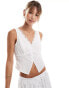 Фото #2 товара Brave Soul lace trim button up vest in white