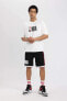 DeFactoFit NBA Wordmark Oversize Fit Bisiklet Yaka Kısa Kollu Tişört