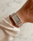 ფოტო #4 პროდუქტის Women's Signature Square Taupe Ceramic Bracelet Watch 26mm