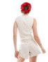 ASOS DESIGN knitted tank top with cherry embroidery in ivory Бежевый, S - EU 36-38 - фото #3