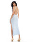 Фото #3 товара SNDYS fine knit sequin low back cami maxi dress in baby blue