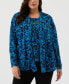 ფოტო #1 პროდუქტის Plus Size Eco Floral Print Roll Collar Draped Long Sleeve Cardigan Sweater