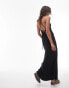 Topshop wide rib chuck on jersey maxi dress in black