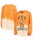 Фото #1 товара Women's Orange Distressed Oklahoma State Cowboys Twice As Nice Faded Dip-Dye Pullover Long Sleeve Top