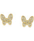 ფოტო #3 პროდუქტის EFFY Diamond (1/8 ct.t.w.) Butterfly Stud Earrings in Sterling Silver or 14k Gold-Plated Sterling Silver