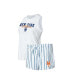 ფოტო #1 პროდუქტის Women's White New York Mets Reel Pinstripe Tank Top and Shorts Sleep Set