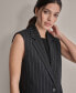 ფოტო #3 პროდუქტის Petite Striped Notched-Collar One-Button Vest