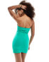 ASOS DESIGN structured bandeau mini dress with gathered detail in Jade