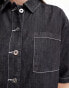 COLLUSION oversized short sleeve lightweight denim shirt with contrast stitch co-rd