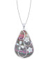 ფოტო #1 პროდუქტის Black & White Mother of Pearl Flower 18" Pendant Necklace in Sterling Silver