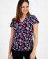 ფოტო #1 პროდუქტის Petite Printed V-Neck Flutter-Sleeve Top