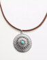 Фото #2 товара DesignB London cord choker necklace with boho disc pendant in silver