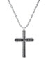 ფოტო #1 პროდუქტის Men's Silver-Tone Crystal Cross Pendant Necklace, 24"