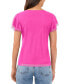 ფოტო #2 პროდუქტის Women's Crewneck Ruffle-Short-Sleeve Top