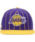 Фото #2 товара Men's Purple, Gold Los Angeles Lakers Hardwood Classics Pinstripe Snapback Hat