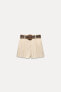 LINEN BLEND BELTED BERMUDA SHORTS