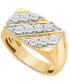 ფოტო #1 პროდუქტის Men's Diamond Diagonal Cluster Ring (1/4 ct. t.w.) in 14k Gold-Plated Sterling Silver