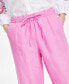 Фото #5 товара Women's 100% Linen Drawstring-Waist Pants, Created for Macy's