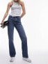 Фото #10 товара Topshop Tall mid rise relaxed Kort jeans in mid blue