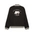 Фото #2 товара Puma Pl Statement Cotton Crew Neck Button Down Bomber Jacket Mens Black Casual A