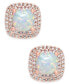 ფოტო #1 პროდუქტის Lab-Grown Opal (3/4 ct. t.w.) and White Sapphire (1/3 ct. t.w.) Square Stud Earrings in 14k Rose Gold-Plated Sterling Silver
