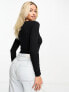 ASOS DESIGN Fuller Bust rib bodysuit with bust seams and long sleeve in white