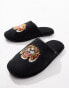 Ed Hardy slippers with embroidered tiger in black