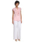 ფოტო #4 პროდუქტის Women's Cap-Sleeve Ruffle Front Blouse