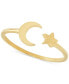 ფოტო #1 პროდუქტის Polished Crescent Moon & Star Cuff Ring in 10k Gold