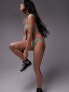 Фото #4 товара Topshop mix and match rib high leg bikini bottom in khaki