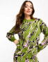 Фото #1 товара Y.A.S knitted jumper co-ord in green abstract print