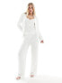 Vila Bridal sequin wide leg trouser co-ord in white