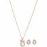 Matching set of bronze jewelry with pearls JF04029791 (necklace, earrings)