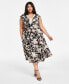 Фото #1 товара Платье с рисунком Tahari plus Size Printed V-Neck Fit & Flare