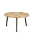 Golden Brown Mango Wood Round Coffee Table With Lipped Edge