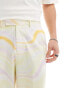 ASOS DESIGN smart wide leg trousers in multicolour wavy print Creme & Flieder, W38 L32 - фото #4