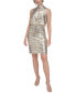 Фото #1 товара Petite Sequined Blouson Halter Dress