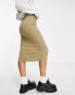 Фото #3 товара Reclaimed Vintage ruched midi skirt in green