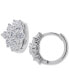 ფოტო #3 პროდუქტის Lab Grown White Sapphire Flower Cluster Extra Small Huggie Hoop Earrings (2-3/4 ct. t.w.) in Sterling Silver, 0.47"